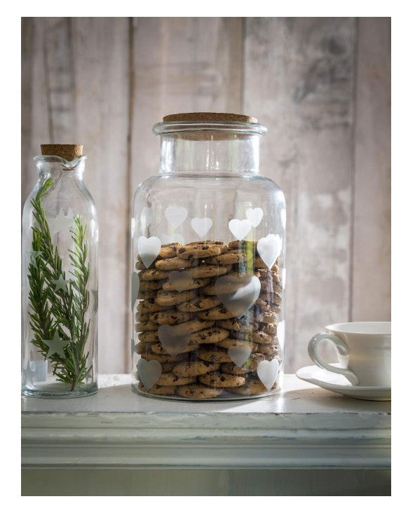 Large Wide Neck Glass Jar With Hearts