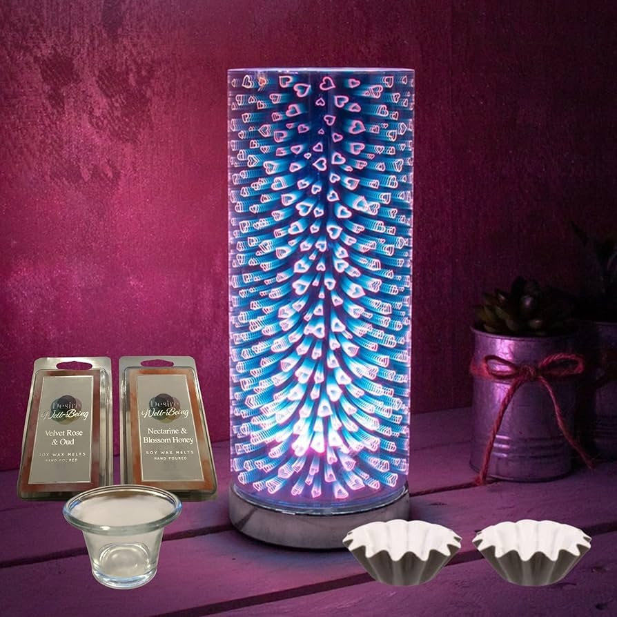 3D Heart Design Aroma LED Lamp Wax Melt Oil Burner Colour Changing Light 26cm