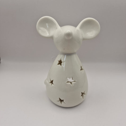 White Ceramic Mouse Tealight Holder