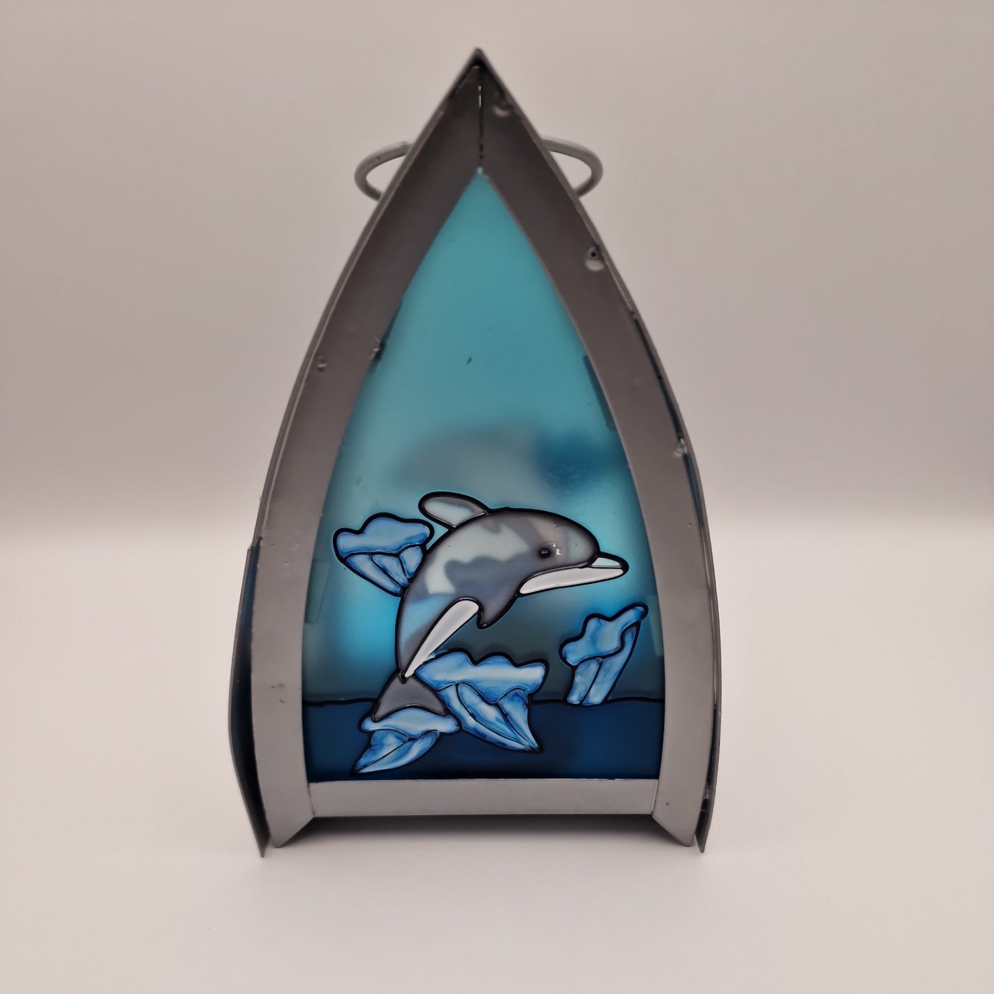 Stained Glass hanging Tealight Holder dolphin Design