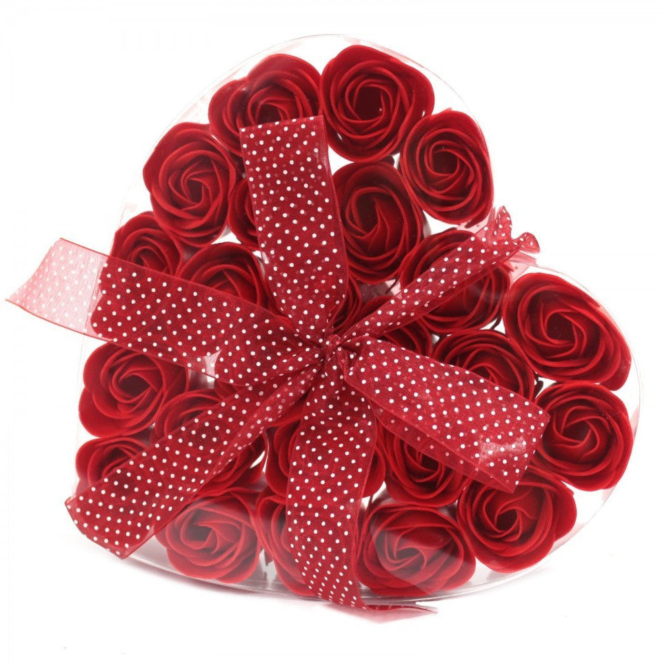 24 Beautiful Rose shaped soaps in a heart shaped box