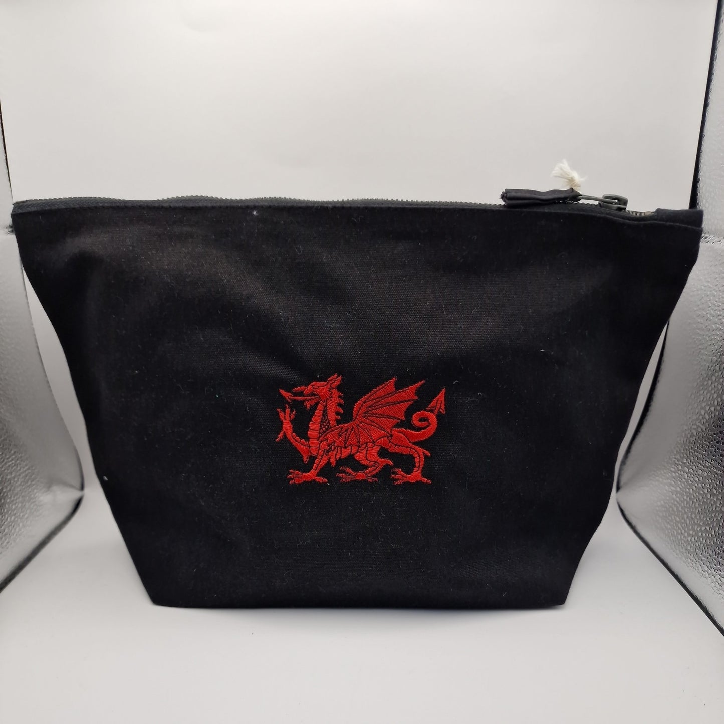 Canvas Welsh Dragon Embroidered Wash / Makeup Bag Wales
