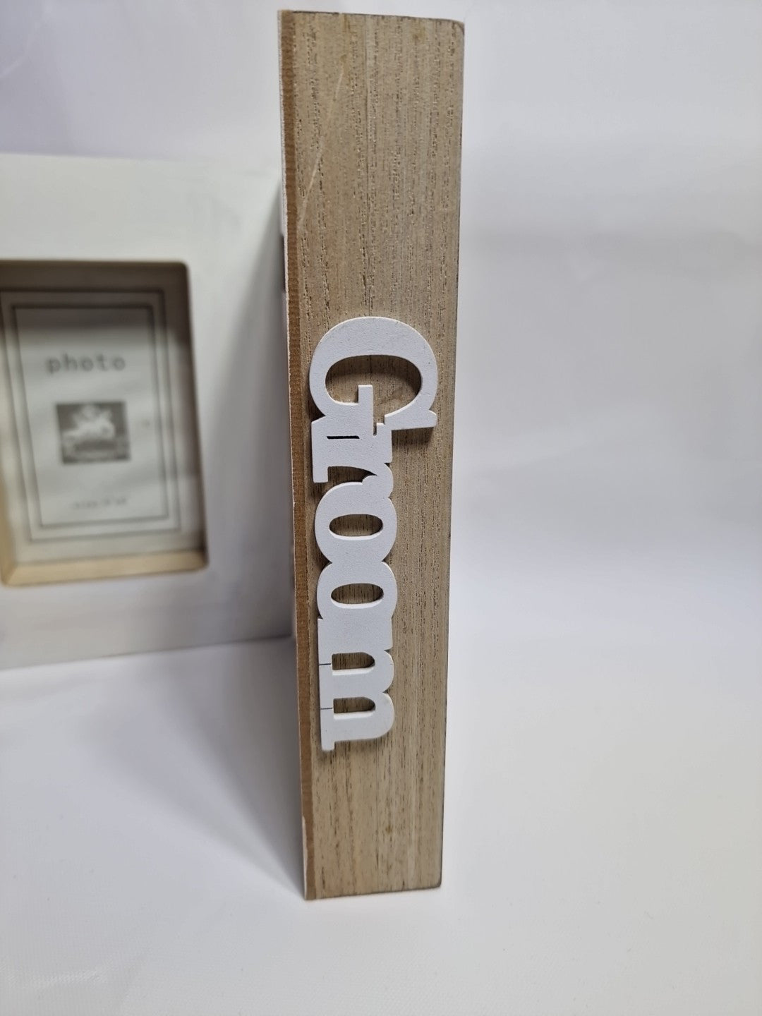 Double Photo Frame Wedding Gift Whitewash Free Standing Book Style Box Frame
