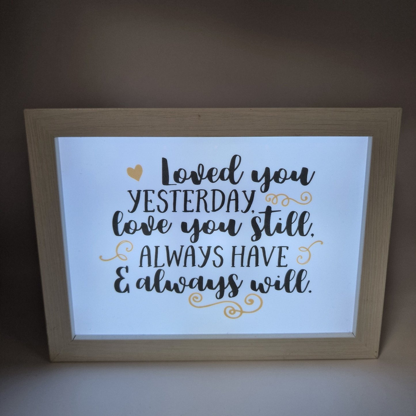 Loved You Yesterday Light Up Box Picture Wall Hanging Freestanding