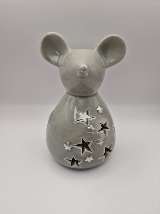 Grey Ceramic Mouse Tealight Holder