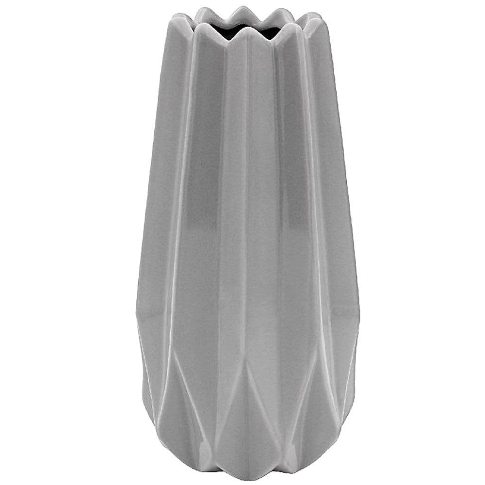 Ceramic Geometric Vase - 30cm - Grey