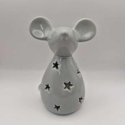 Grey Ceramic Mouse Tealight Holder