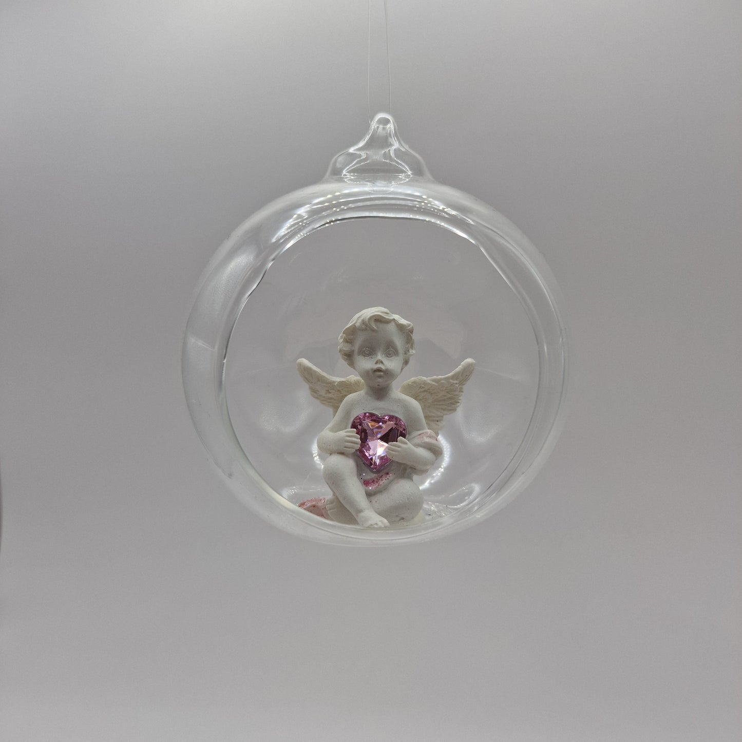 Glass Bauble with sitting cherub