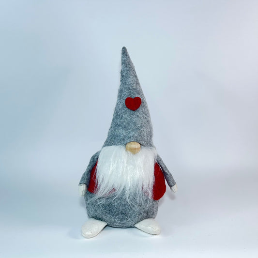 Grey Gonk with red heart and waistcoat