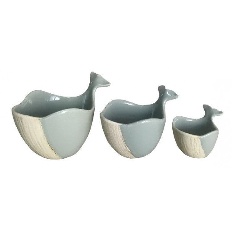 Set of 3 Ceramic Whale Measuring Cups