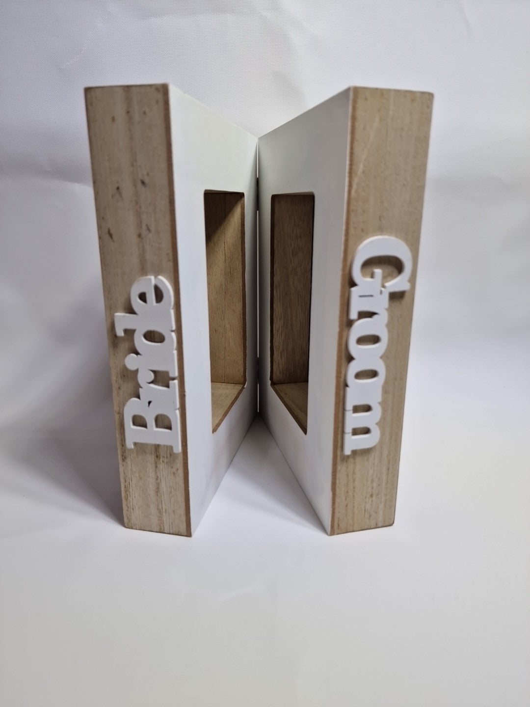 Double Photo Frame Wedding Gift Whitewash Free Standing Book Style Box Frame