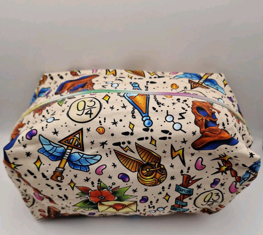 Hand Made Wash / Makeup Bag Using Harry Potter Fabric Great Gift For The HP Fan!