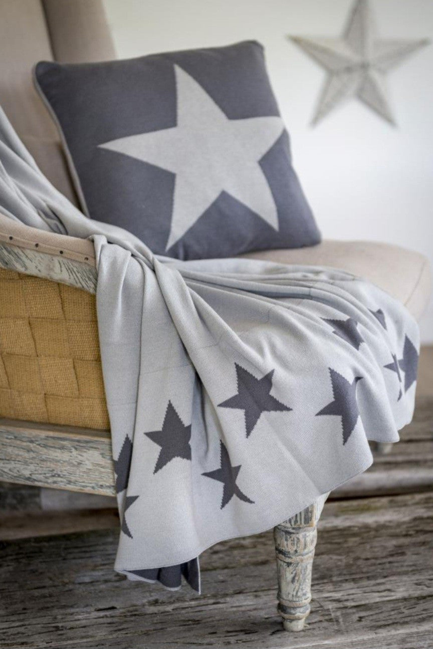 Grey Star Double Sided Cotton Throw Great Gift BNWT