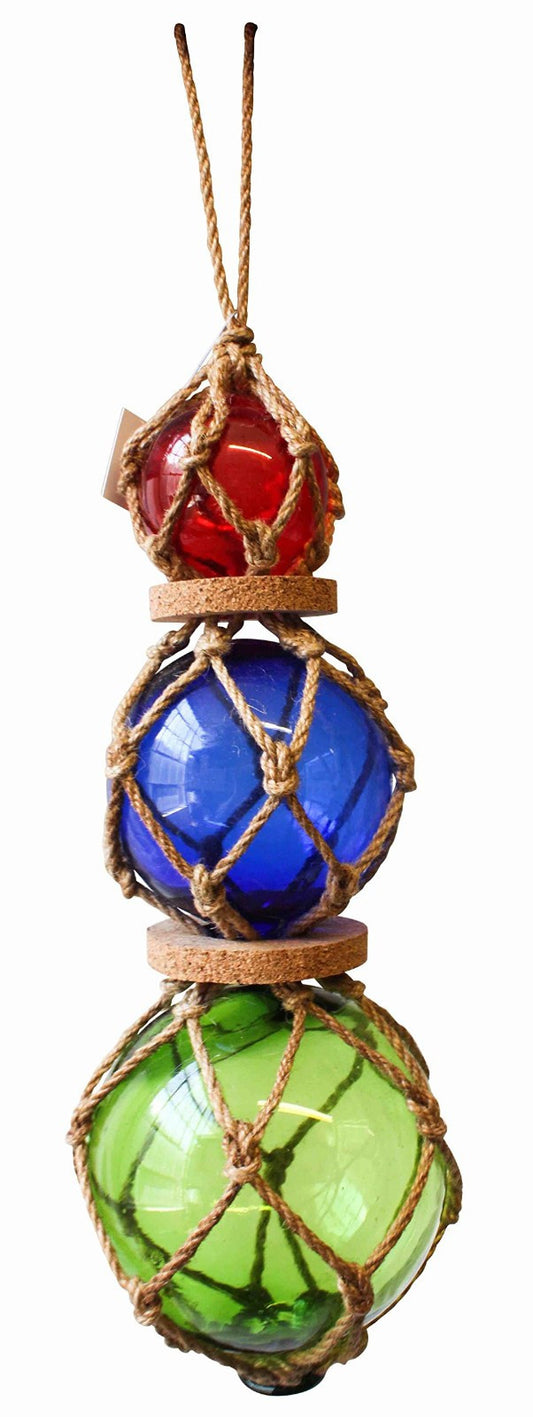 Nautical Coloured Triple Glass Buoy Hanger