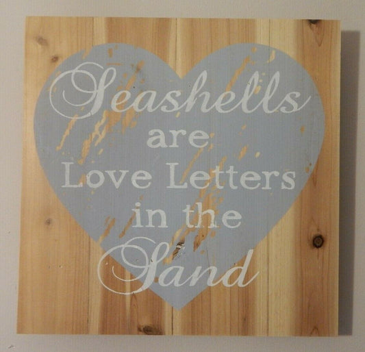 Natural Wooden Beach seashells sand  Plaque Rustic Holiday Home Shabby Chic