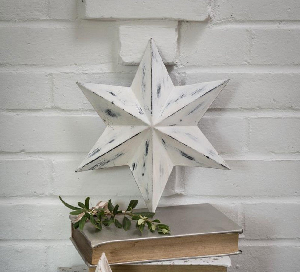 Shabby Chic White Metal Star Rustic Distressed