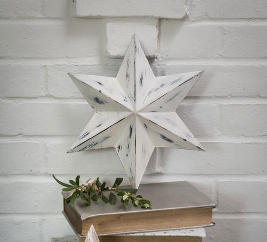 Shabby Chic White Metal Star Rustic Distressed