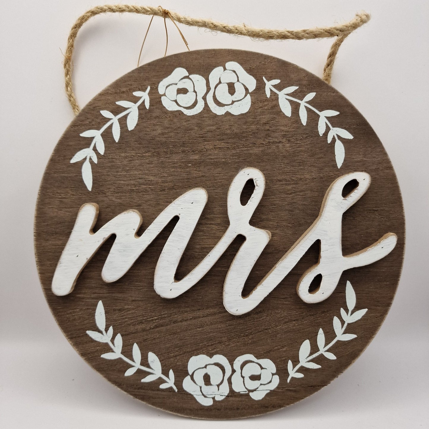 Mrs Wooden 3d Hanging Plaque Wedding Gift 24cm