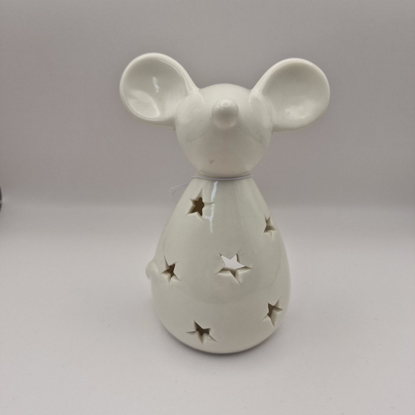 White Ceramic Mouse Tealight Holder
