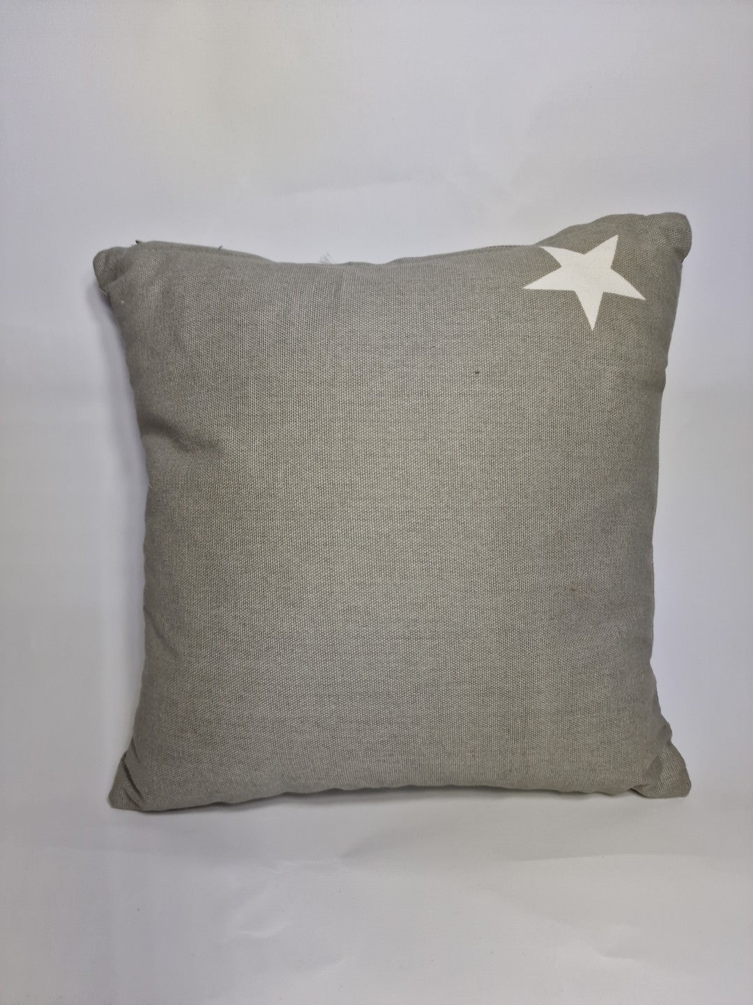 Grey Canvas Cushion With A White Star 28cm X 28cm