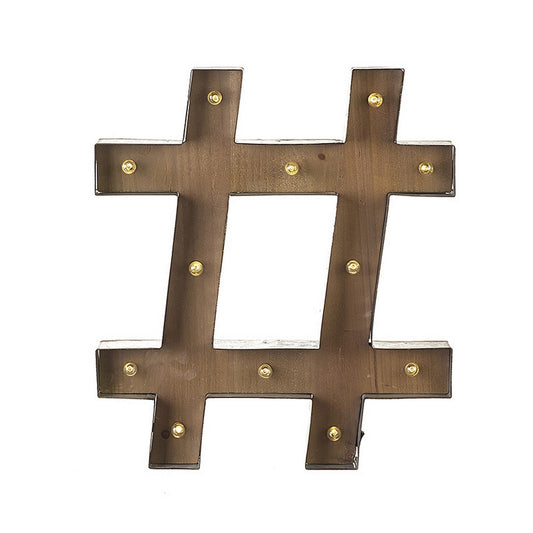Heaven Sends LED # Hashtag Sign (36 x 5 x 41.5cm) (Wood & Metal)
