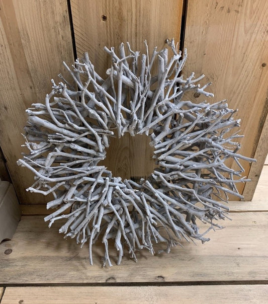 Natural Whitewashed Twig Garlend 53cm Shabby Chic