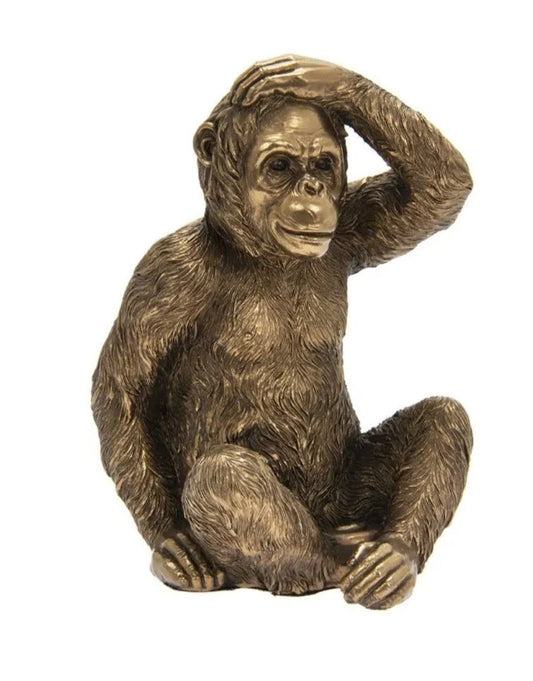 Leonardo Reflections Bronzed Sitting Monkey Gorilla Collection