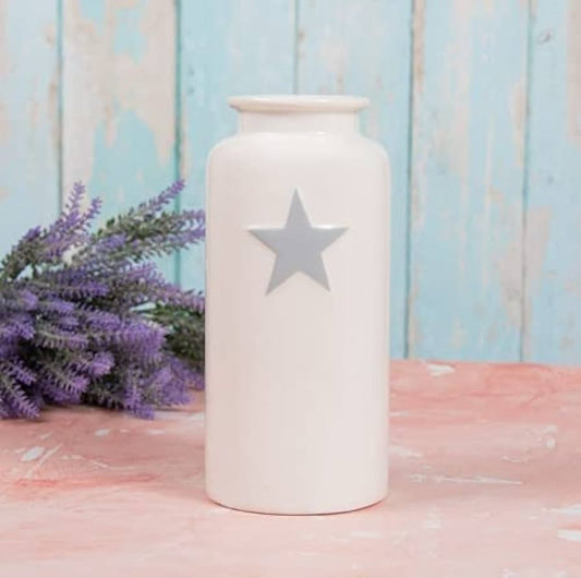 White Vase With Grey Star