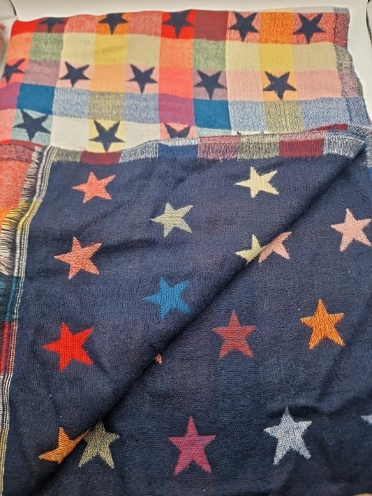 Reversible Scarf Shawl With Star Patern