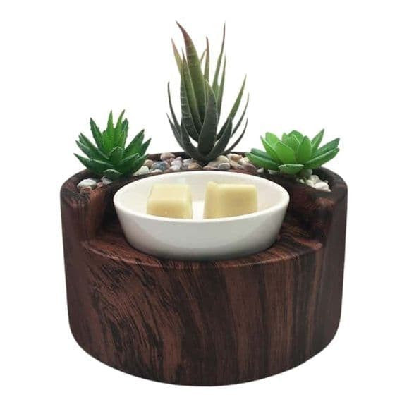 Large Walnut Aroma Craft Garden Flameless Wax Melt Oil Burner