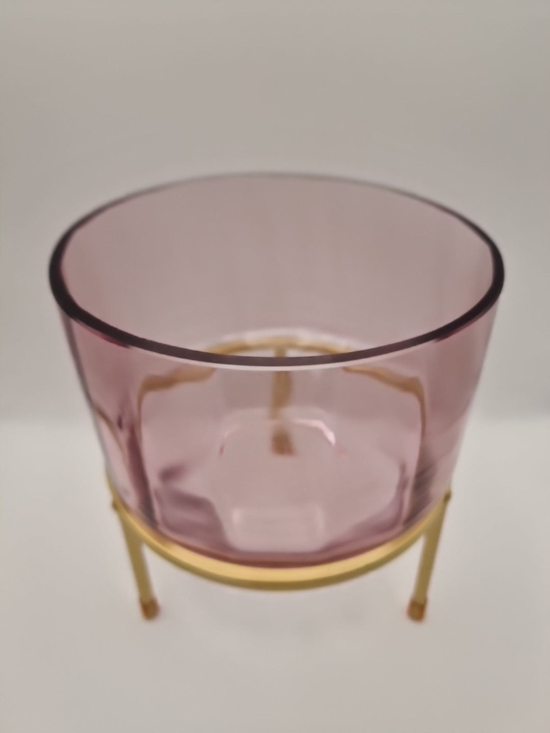 Pink / Purple Glass Vase Plant Pot On Gold Metal Stand