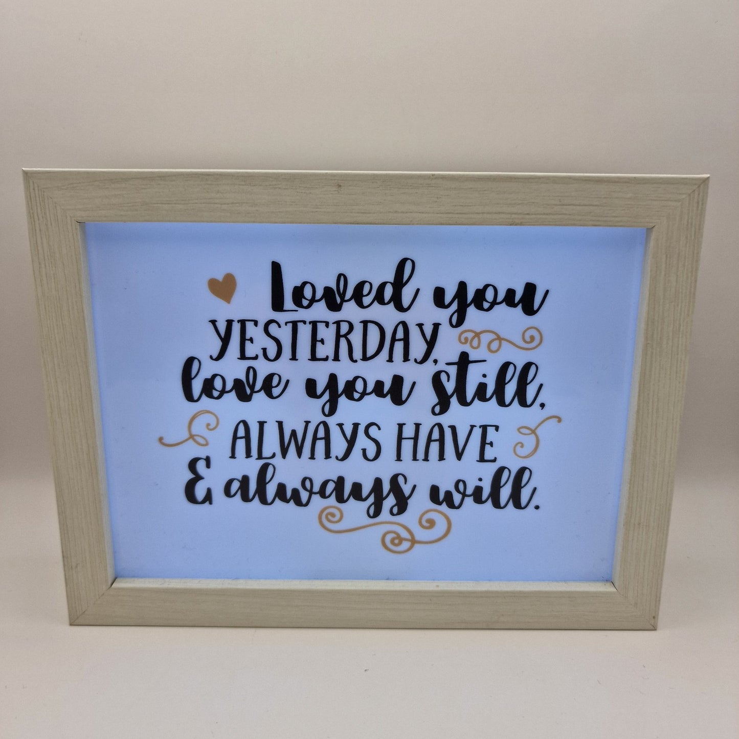 Loved You Yesterday Light Up Box Picture Wall Hanging Freestanding