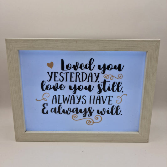Loved You Yesterday Light Up Box Picture Wall Hanging Freestanding