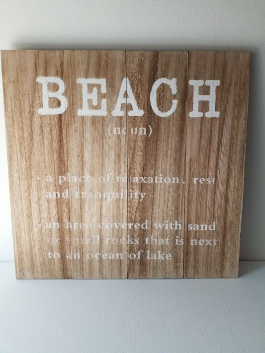 Natural Wooden Beach Plaque Rustic Holiday Home Shabby Chic