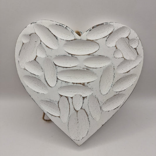 Wooden Hanging Heart Scalloped Distressed Design Home Decor Shabby Chic
