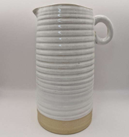 Vintage style ribbed two tine tall jug size 21CM