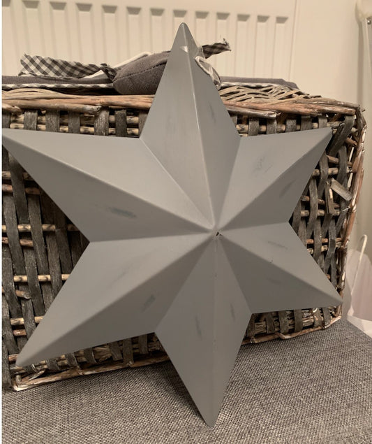 Shabby Chic grey Metal Star Rustic Distressed