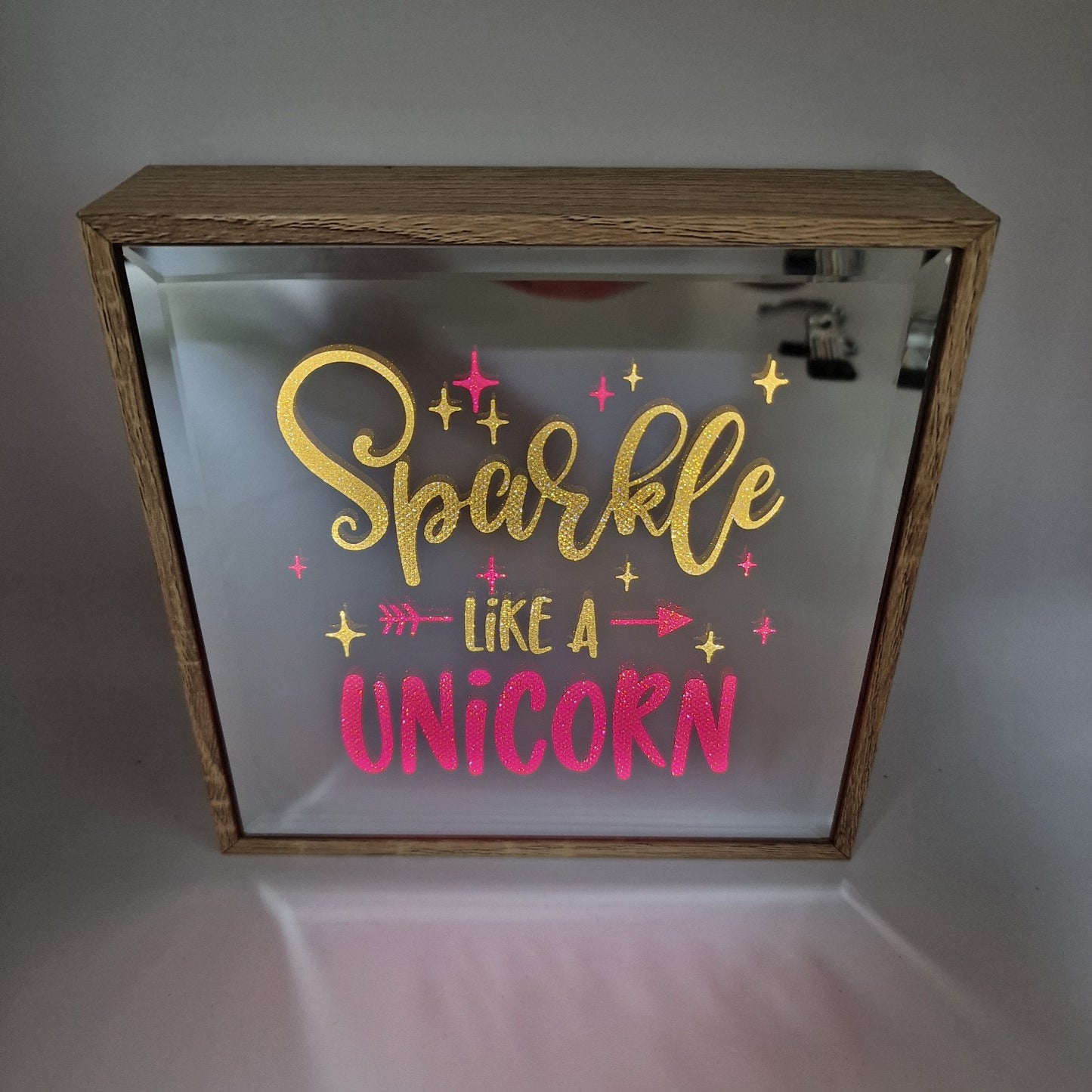 sparkle like a unicorn, light box mirror, glittery, girly, glamorous birthday