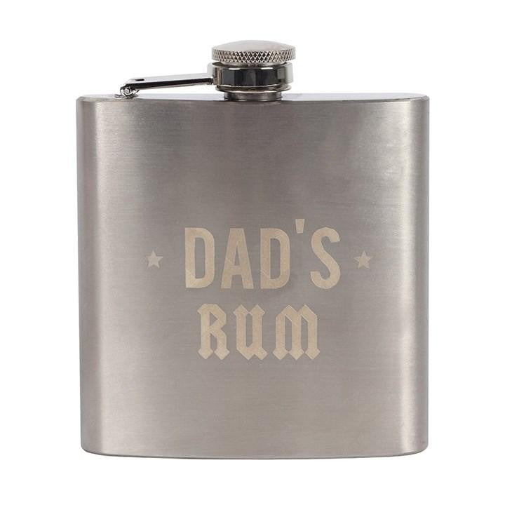 Dad Rocks Rum Hip Flask Father's Day Gift Ideas Stainless Steel Metal