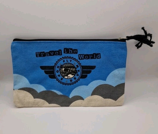Travel The World Canvas Pencil Case / Document Passport Wallet