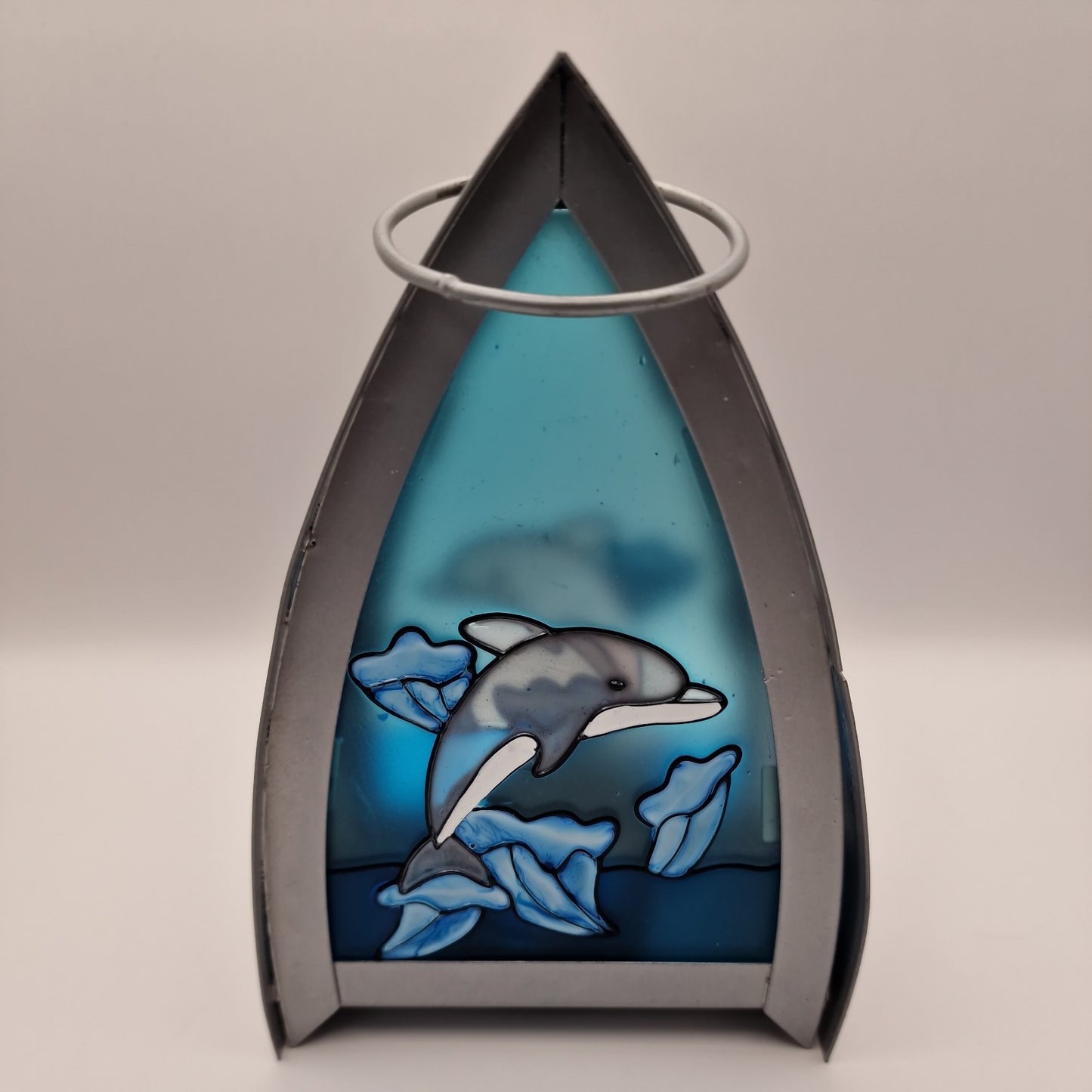 Stained Glass hanging Tealight Holder dolphin Design