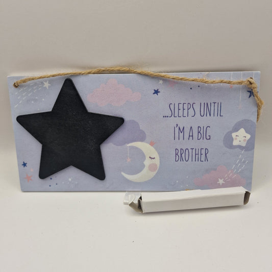 Sleeps Unitl I'm A Big Brother Blackboard Hanging Plaque new baby