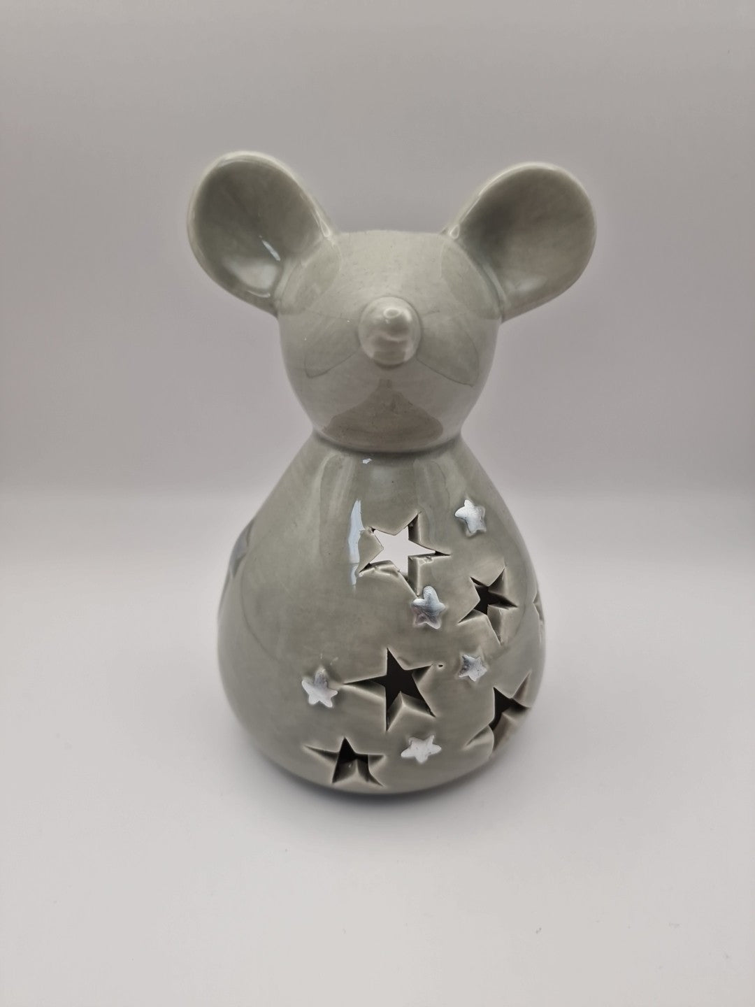 Grey Ceramic Mouse Tealight Holder