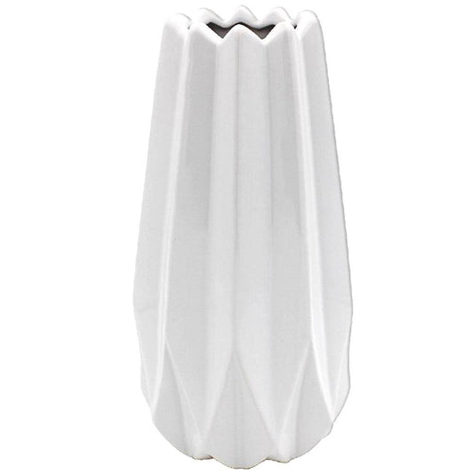 Ceramic Geometric Vase White  - 30cm