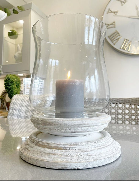 Extra Large Hurricane Candle Holder Shabby Chic