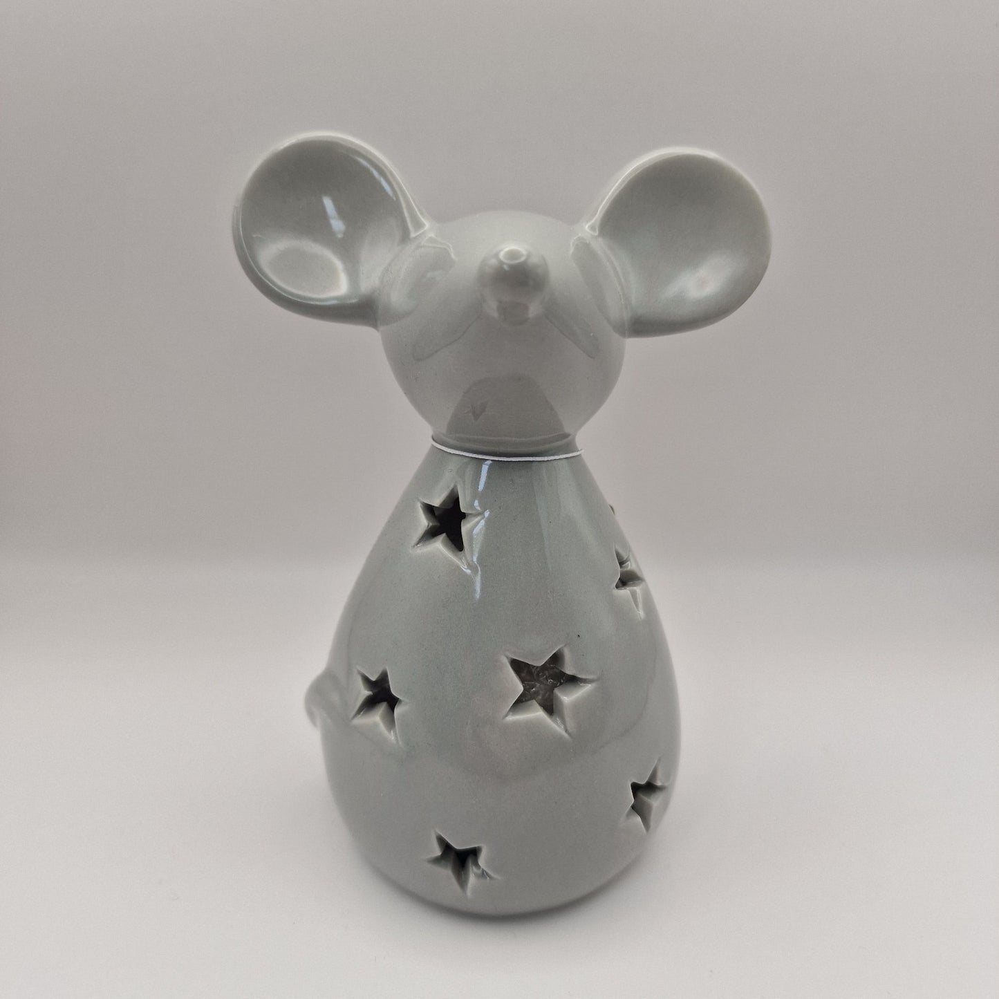 Grey Ceramic Mouse Tealight Holder